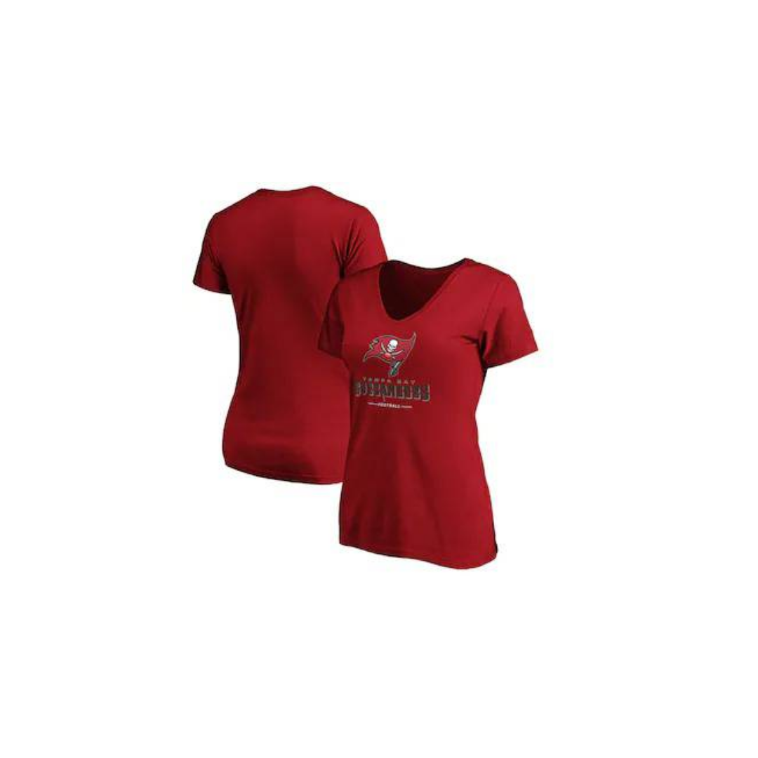 T-SHIRT NFL BUCCANEERS WOMEN NEXT LEVEL NAME AND LOGO - SCARLET