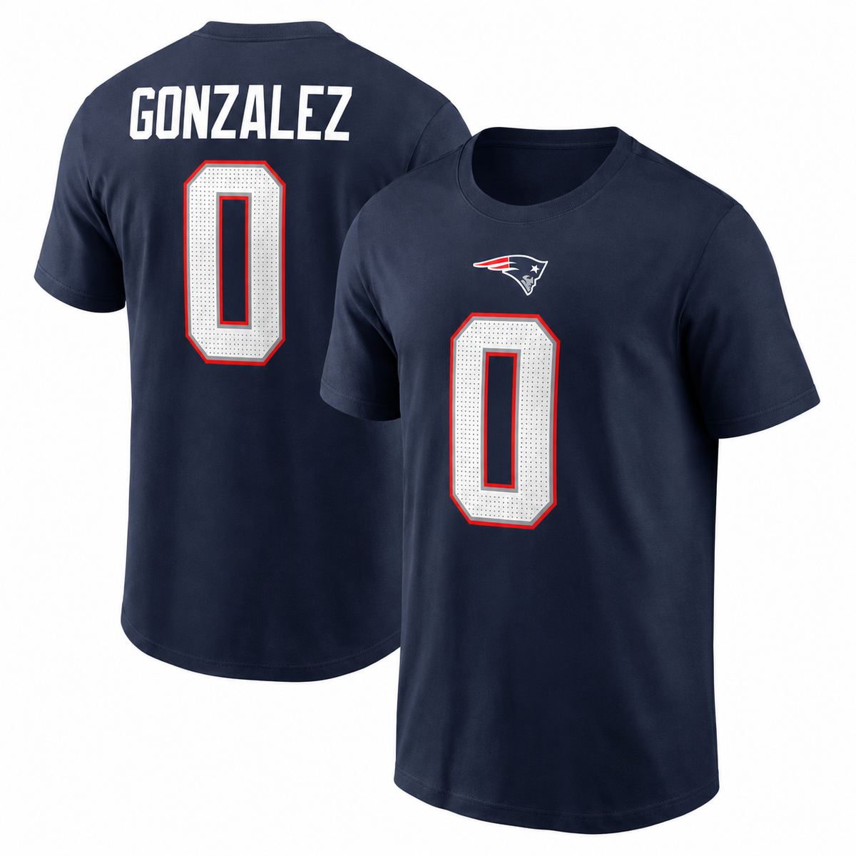 Christian González New England Patriots Name & Number T-Shirt - Navy Blue