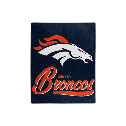 SIGNATURE ROYAL PLUSH THROW BLANKET NFL BRONCOS 50pulg X 60pulg TEAM COLOR