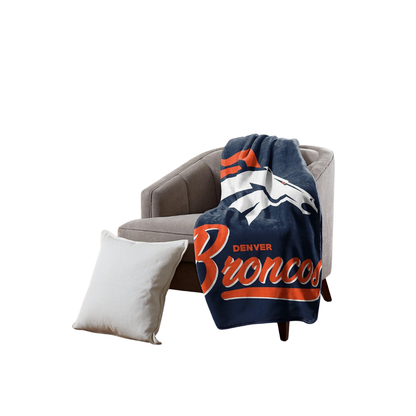 SIGNATURE ROYAL PLUSH THROW BLANKET NFL BRONCOS 50pulg X 60pulg TEAM COLOR