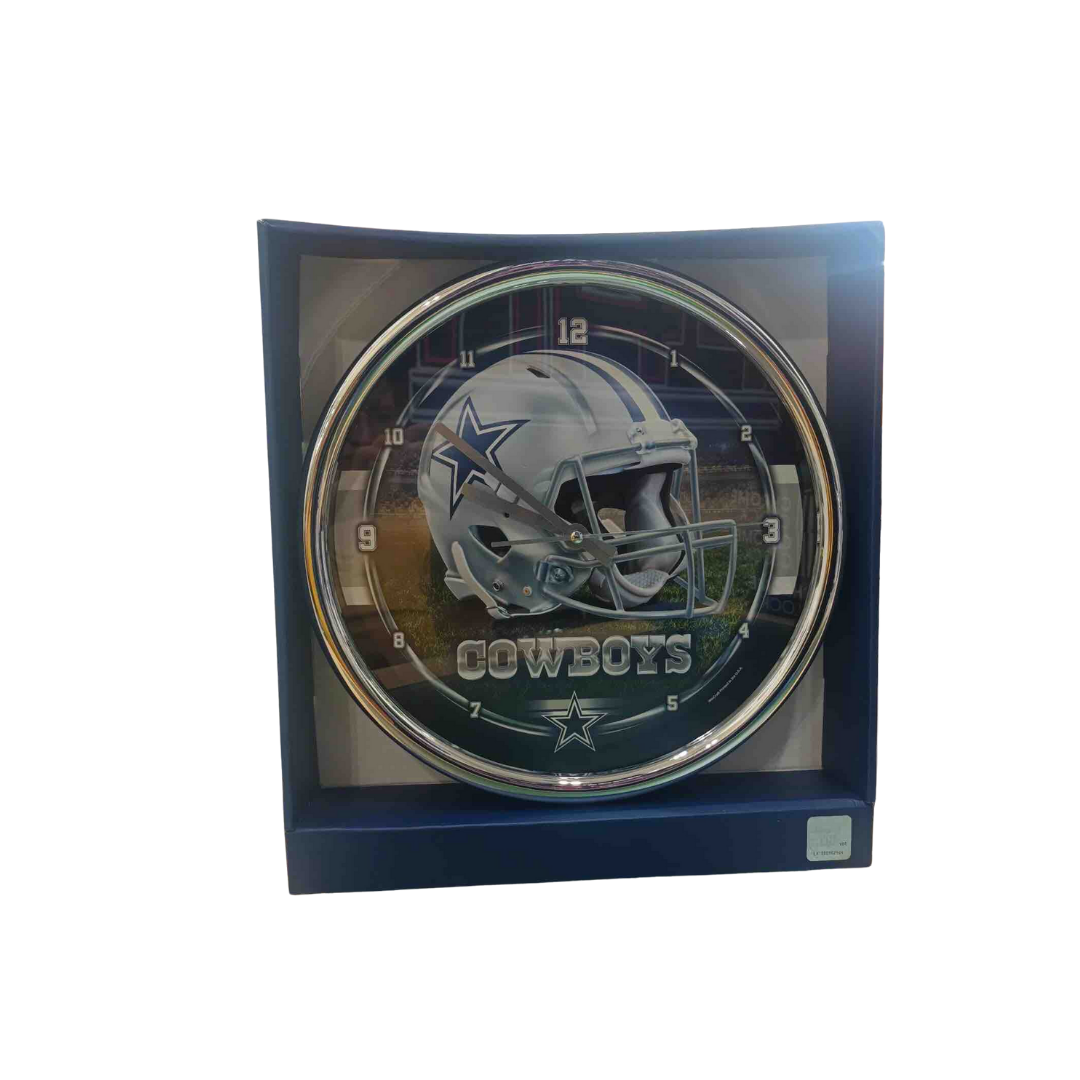 ROUND CHROME CLOCK NFL COWBOYS TEAM COLOR