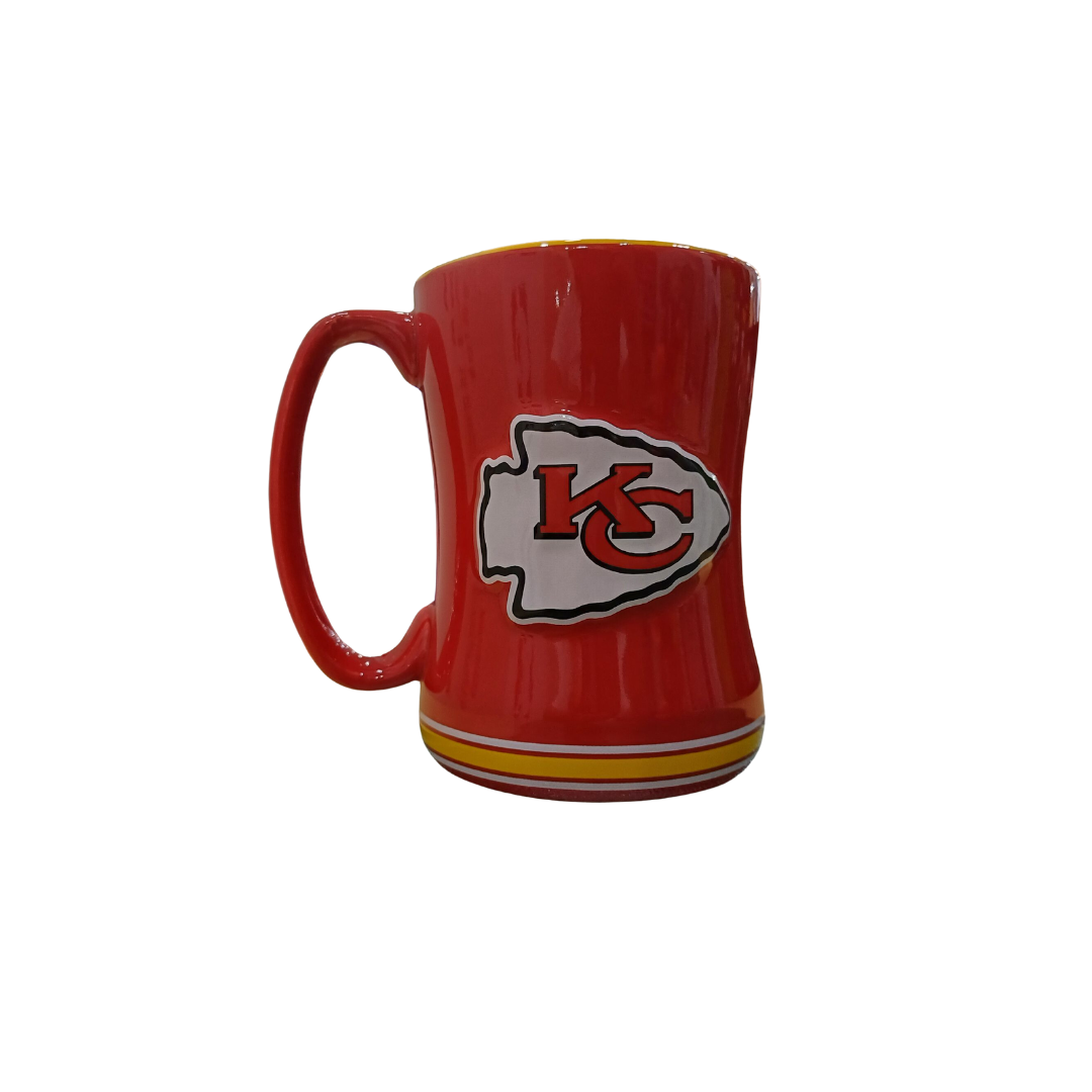 COFFEE MUG SCULPTED RELIEF SRM NFL CHIEFS 14OZ TEAM COLOR