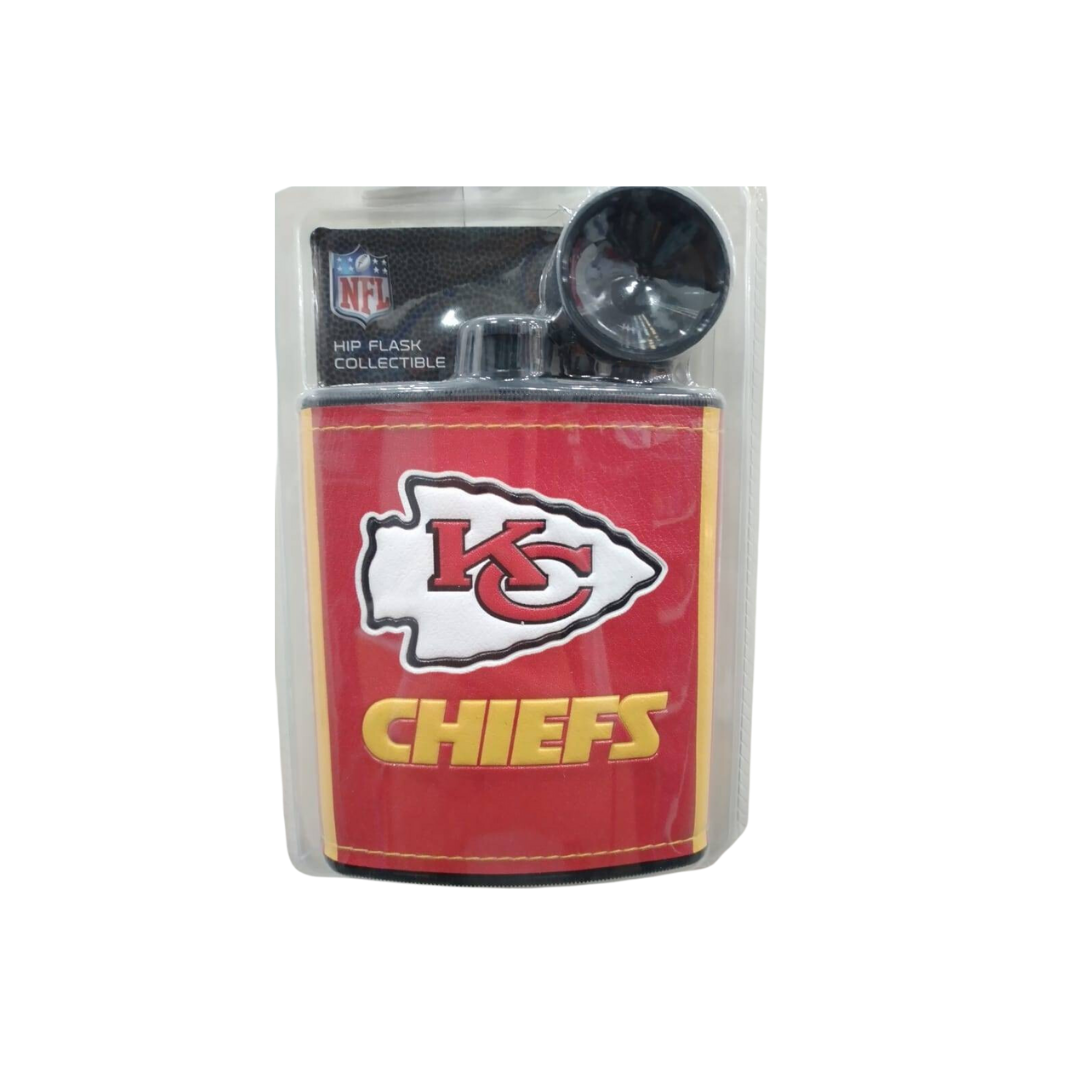 PLASTIC HIP FLASK WITH LOGO CHIEFS 7OZ TEAM COLOR