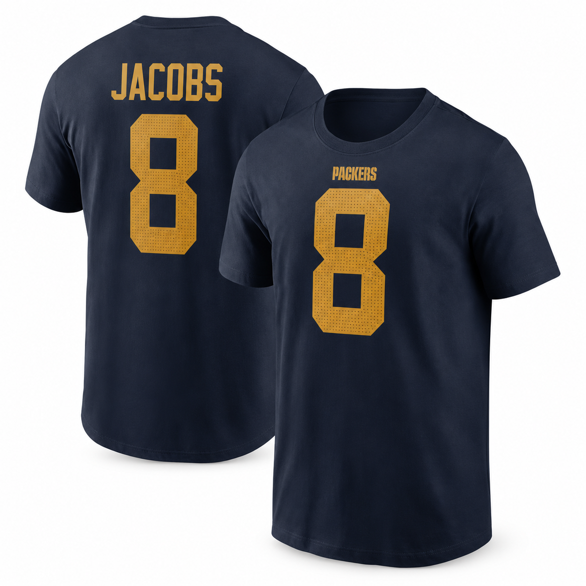 Josh Jacobs Green Bay Packers Name & Number T-Shirt - Navy Blue
