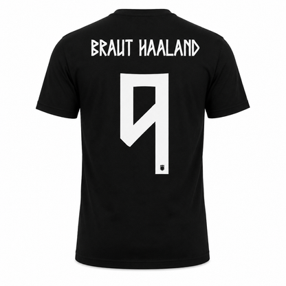 Noruega Haaland # 9 World Cup T-Shirt - Black