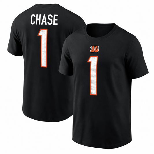 Ja'Marr Chase Cincinnati Bengals Player Name & Number T-Shirt - Black