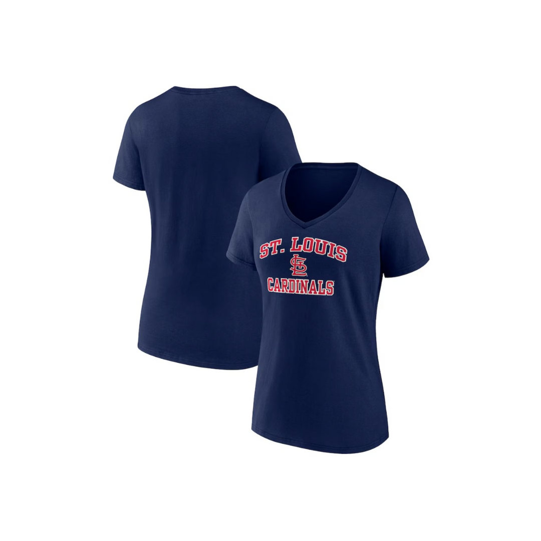 St. Louis Cardinals Women's Heart and Soul V-Neck T-Shirt - Navy