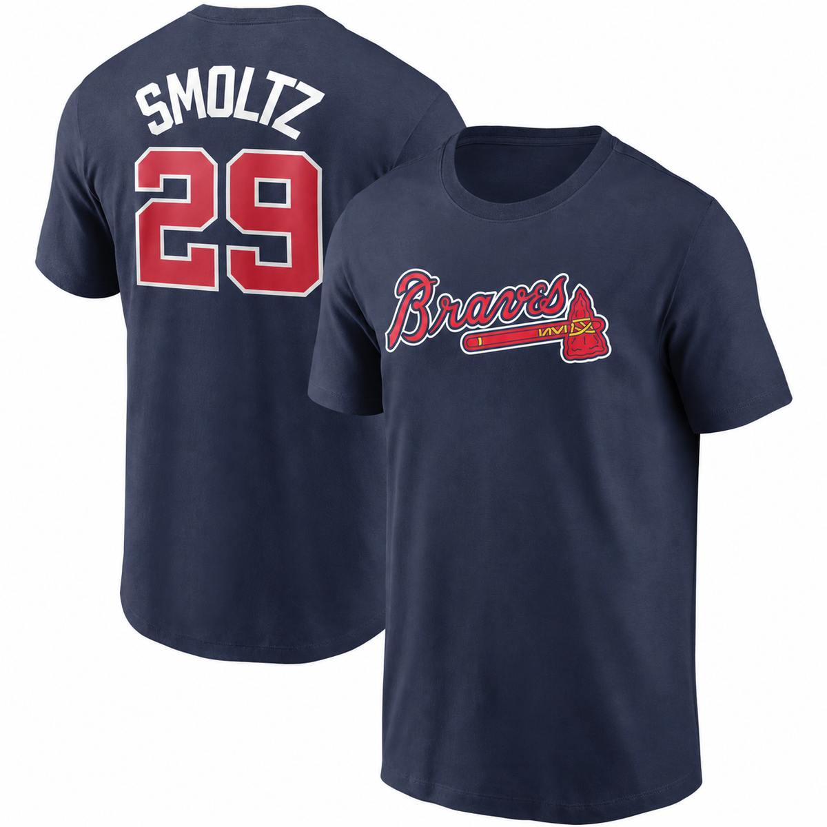 Atlanta Braves John Smoltz Name & Number T-Shirt - Navy