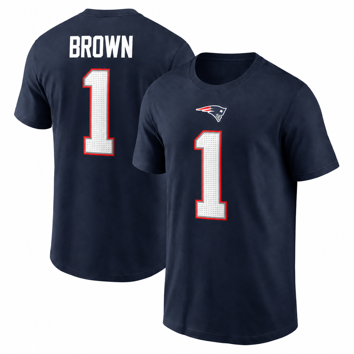 A.J. Brown New England Patriots Name & Number T-Shirt - Navy Blue (copia)