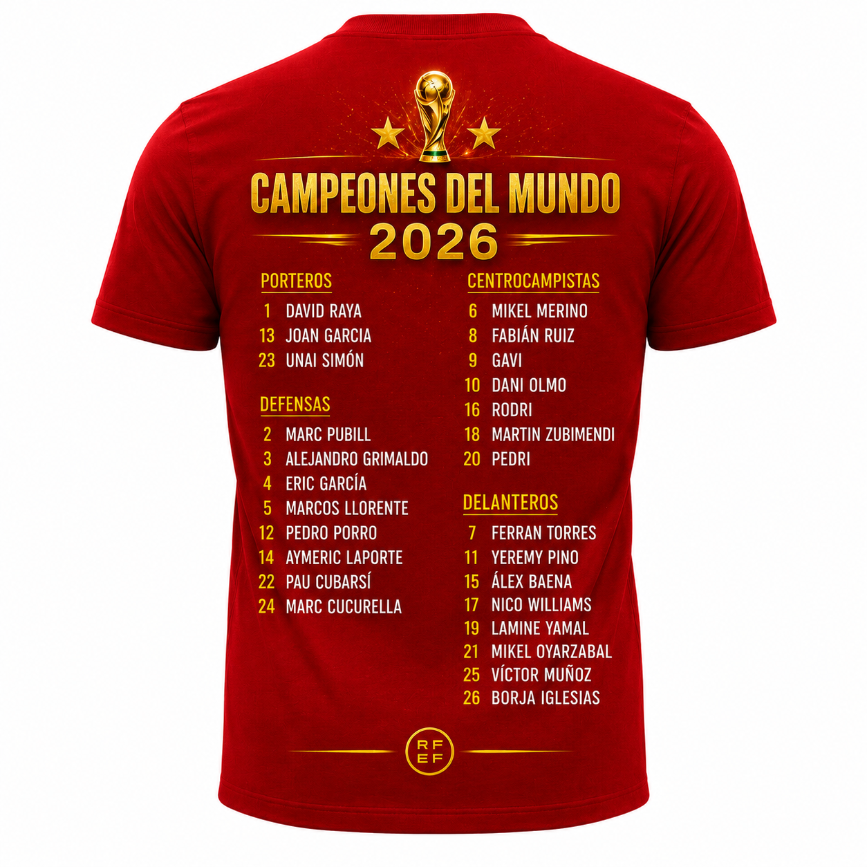 España Campeones World Cup 2026 T-Shirt - Red