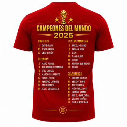 España Campeones World Cup 2026 T-Shirt - Red