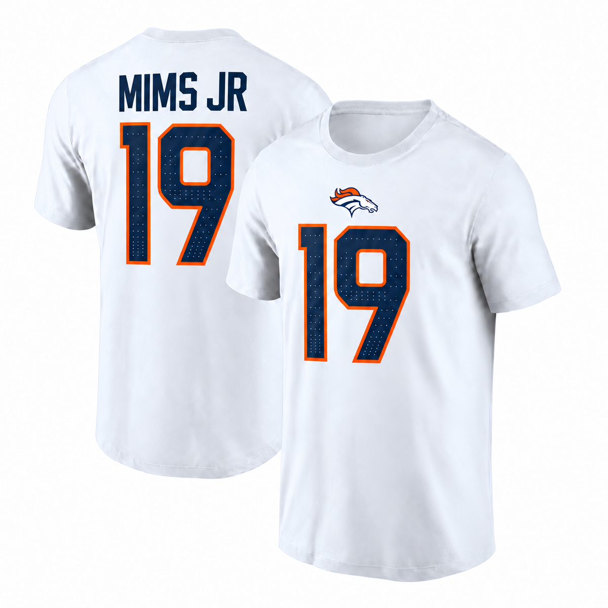 Marvin Mims Jr Denver Broncos Icon Player Name & Number T-Shirt - White