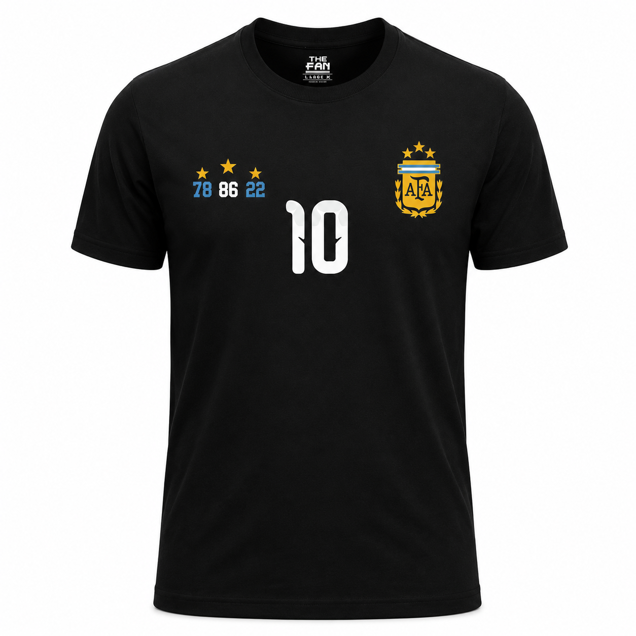 Argentina Messi # 10 World Cup 78/86/22 T-Shirt - Black