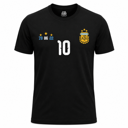 Argentina Messi # 10 World Cup 78/86/22 T-Shirt - Black
