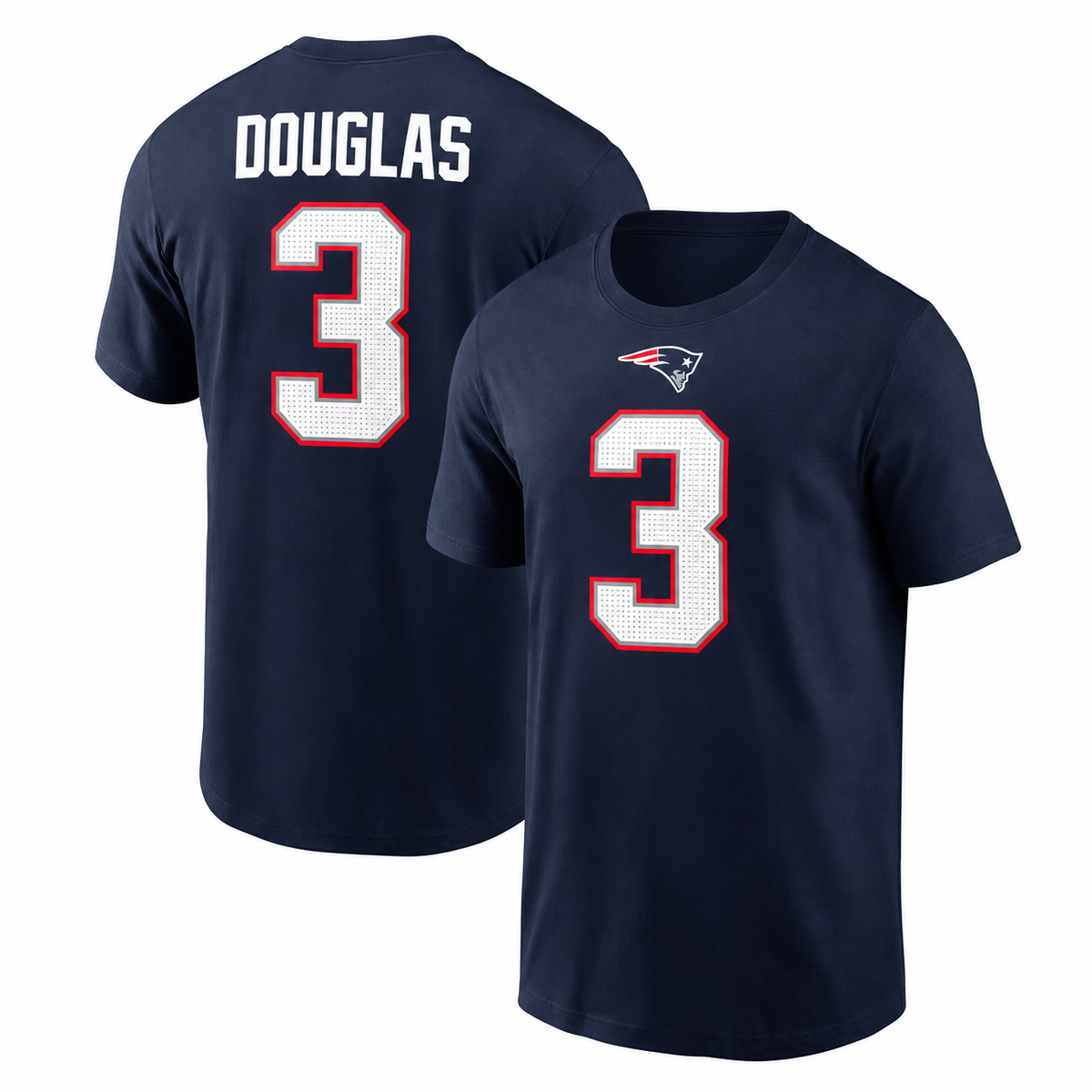 Demario Douglas New England Patriots Name & Number T-Shirt - Navy Blue