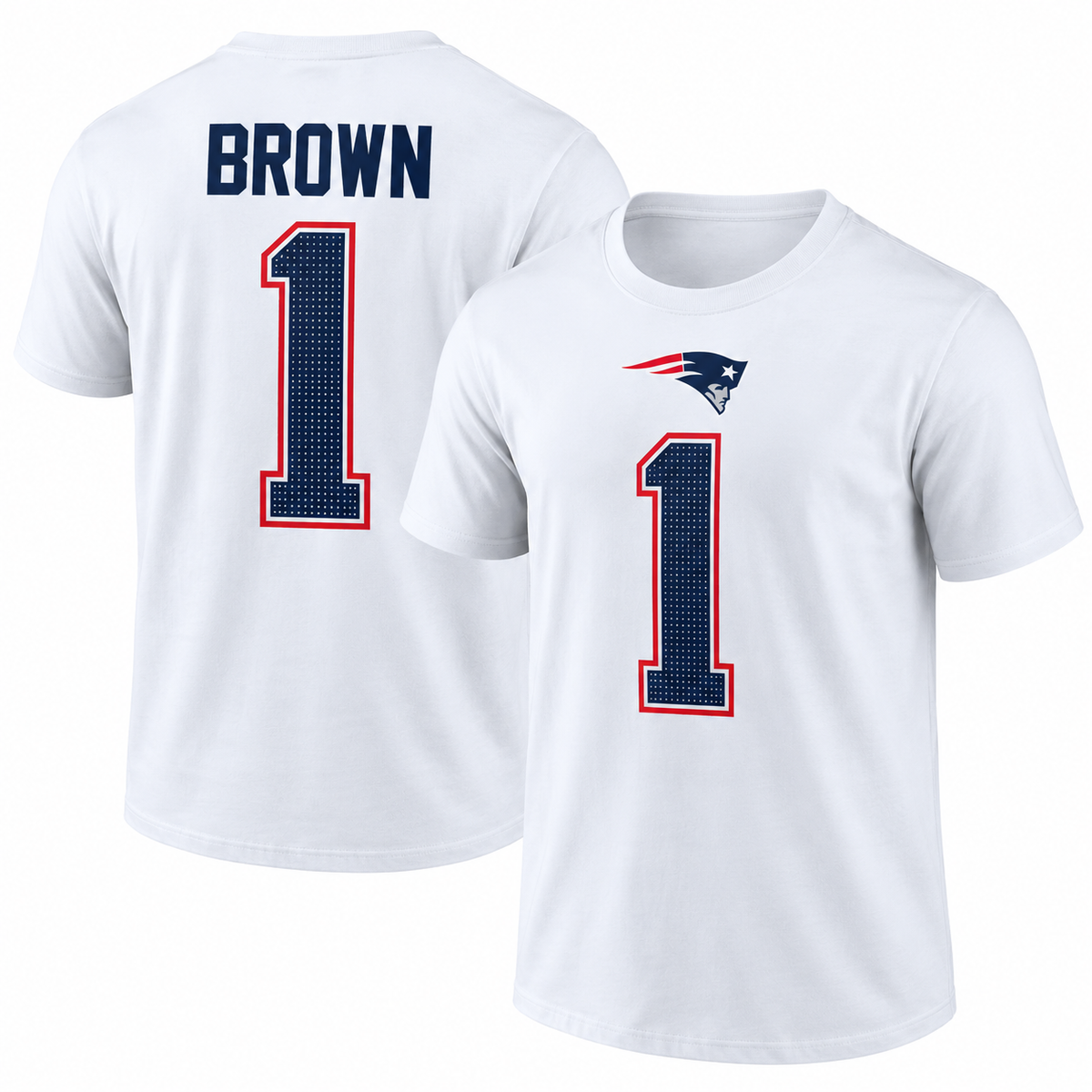 A.J. Brown New England Patriots Player Name & Number T-Shirt - White