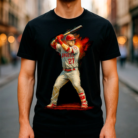 Halftone Lab - MLB Legends Anaheim Angels Mike Trout 02 - Black Tee