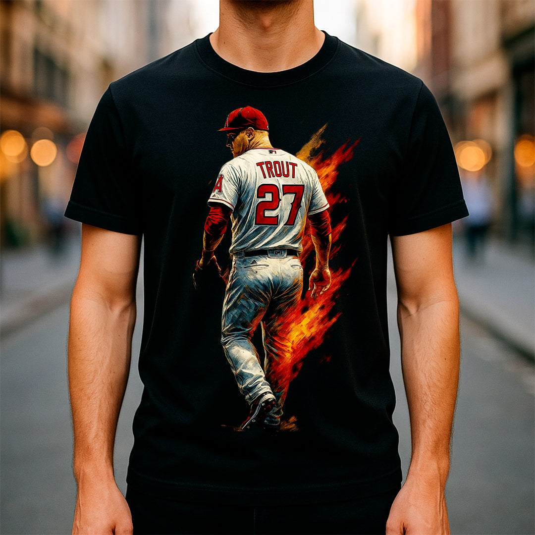 Halftone Lab - MLB Legends Anaheim Angels Mike Trout 04 - Black Tee