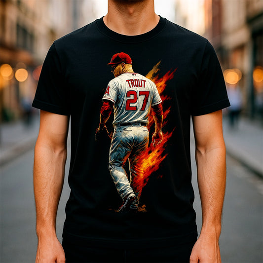 Halftone Lab - MLB Legends Anaheim Angels Mike Trout 04 - Black Tee