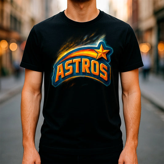 Halftone Lab - Houston Astros Logo 01 - Black Tee