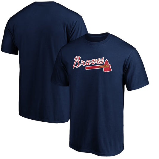 Atlanta Braves Team Lock Up Wordmark T-Shirt - Navy