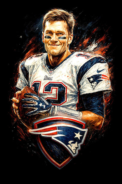 Halftone Lab - New England Patriots Tom Brady NFL001 - Black Tee