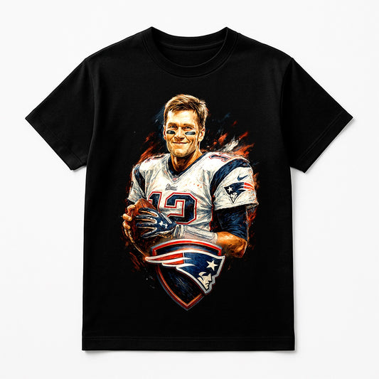 Halftone Lab - New England Patriots Tom Brady NFL001 - Black Tee