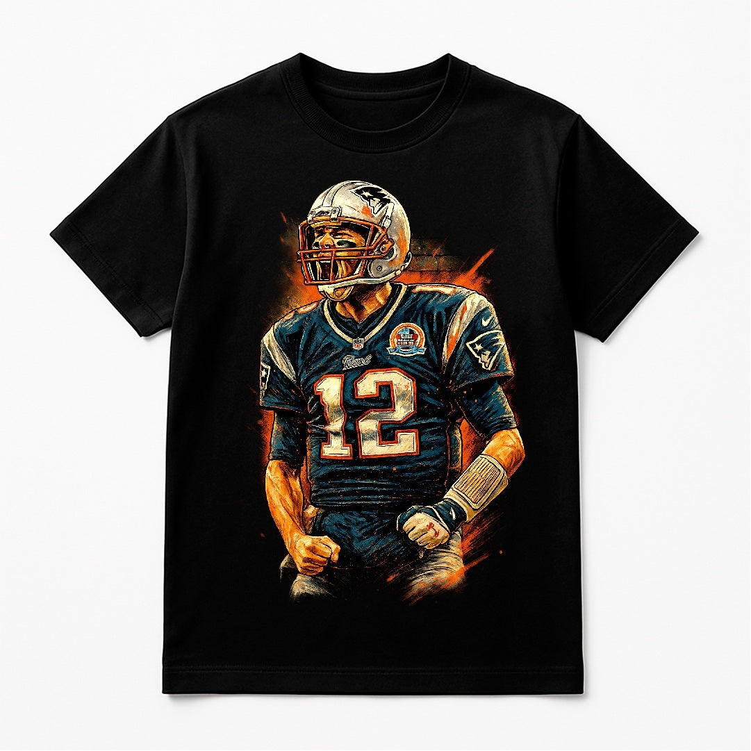 Halftone Lab - New England Patriots Tom Brady NFL002 - Black Tee