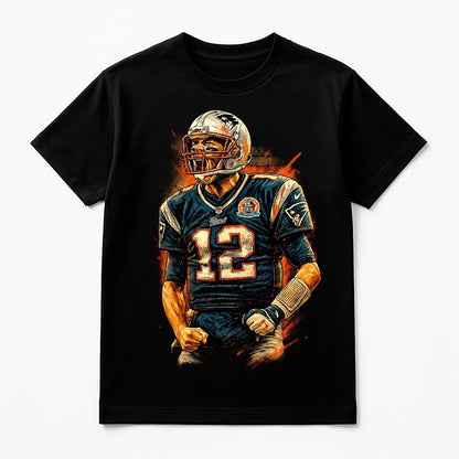 Halftone Lab - New England Patriots Tom Brady NFL002 - Black Tee