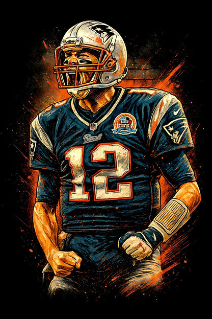 Halftone Lab - New England Patriots Tom Brady NFL002 - Black Tee