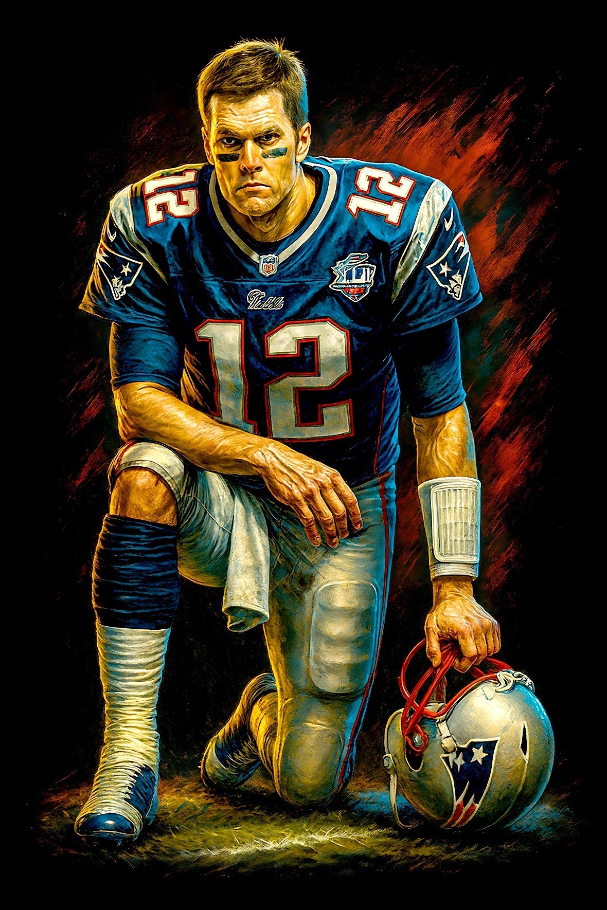 Halftone Lab - New England Patriots Tom Brady NFL004 - Black Tee