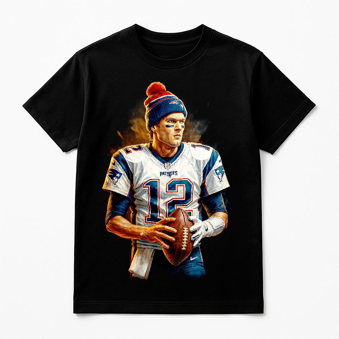 Halftone Lab - New England Patriots Tom Brady NFL005 - Black Tee