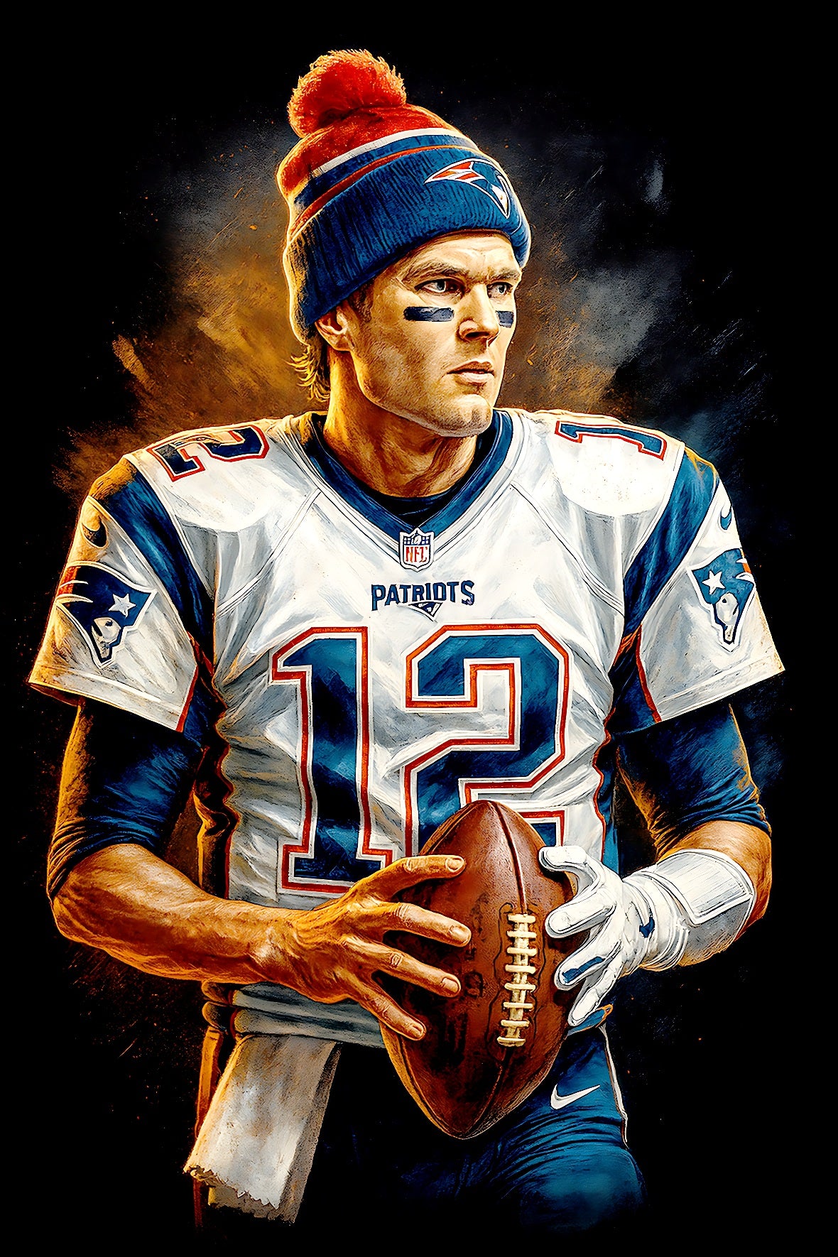 Halftone Lab - New England Patriots Tom Brady NFL005 - Black Tee