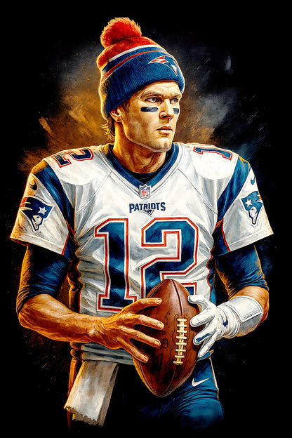 Halftone Lab - New England Patriots Tom Brady NFL005 - Black Tee