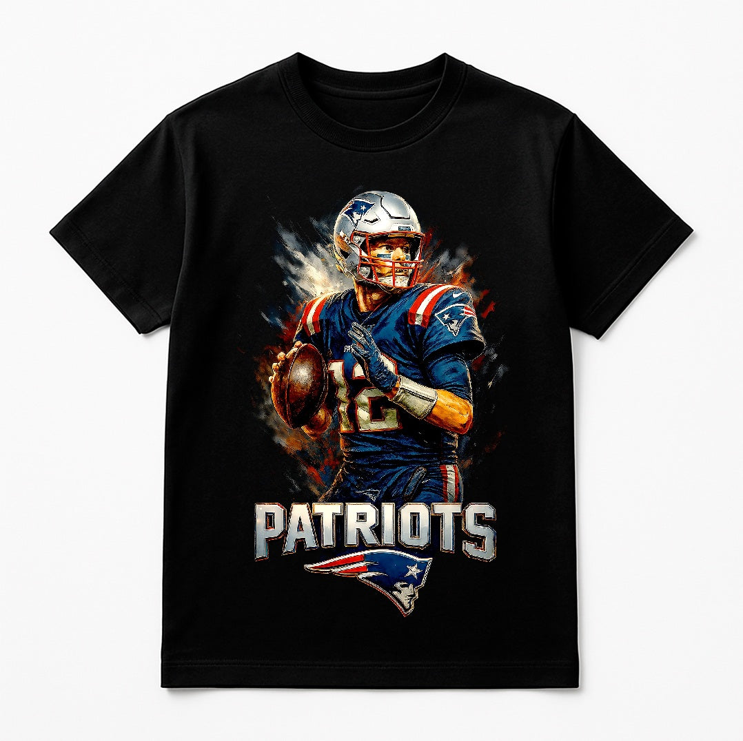 Halftone Lab - New England Patriots Tom Brady NFL006 - Black Tee