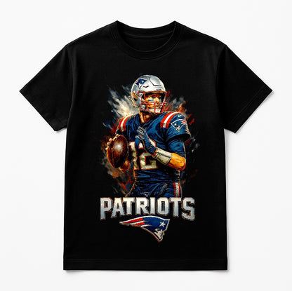 Halftone Lab - New England Patriots Tom Brady NFL006 - Black Tee