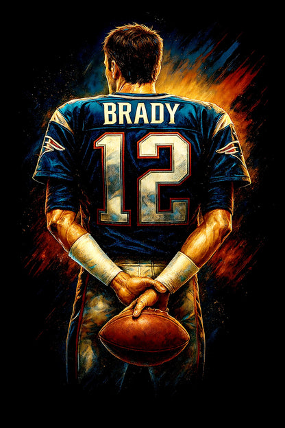 Halftone Lab - New England Patriots Tom Brady NFL007 - Black Tee