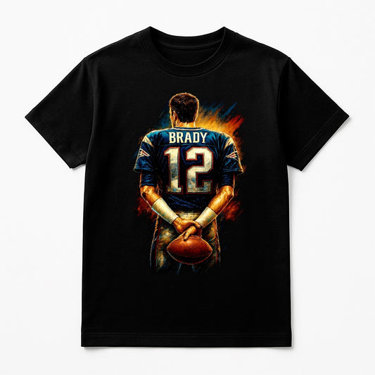 Halftone Lab - New England Patriots Tom Brady NFL007 - Black Tee