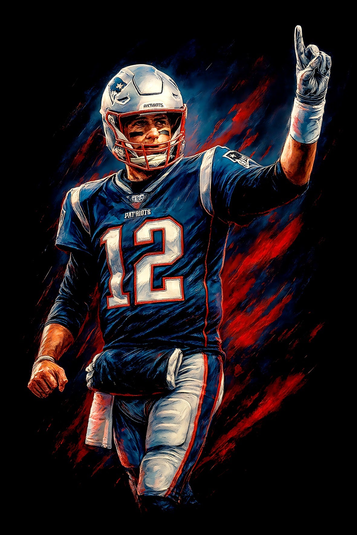 Halftone Lab - New England Patriots Tom Brady NFL008 - Black Tee