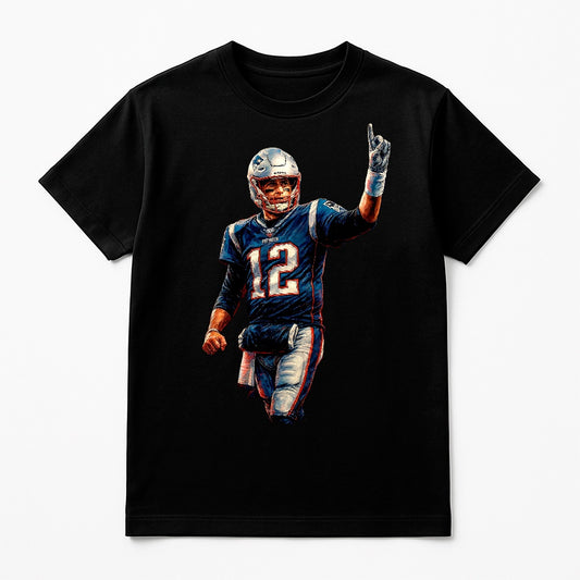 Halftone Lab - New England Patriots Tom Brady NFL008 - Black Tee