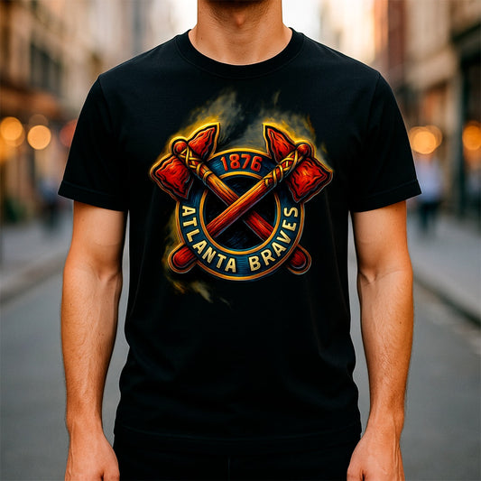 Halftone Lab - Atlanta Braves Logo 02 - Black Tee