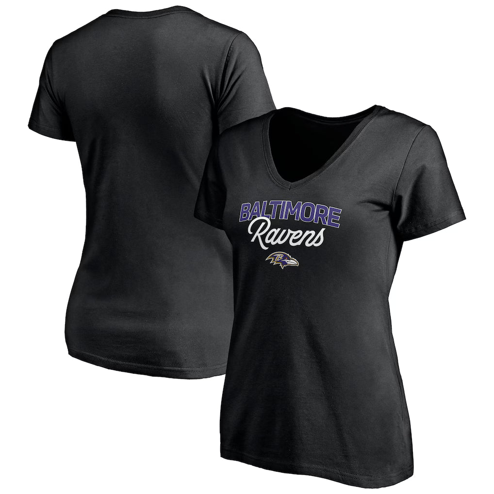 Baltimore Ravens Women's Depth Chart V-Neck T-Shirt - Black