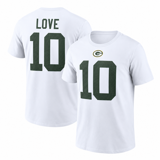 Jordan Love Green Bay Packers Name & Number T-Shirt - White
