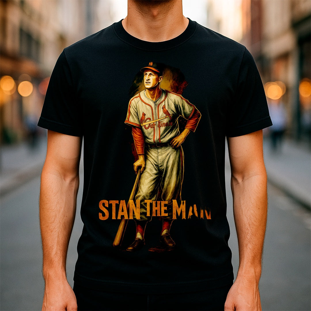 Halftone Lab - MLB Legends St Louis Cardinals Stan Musial 01 - Black Tee
