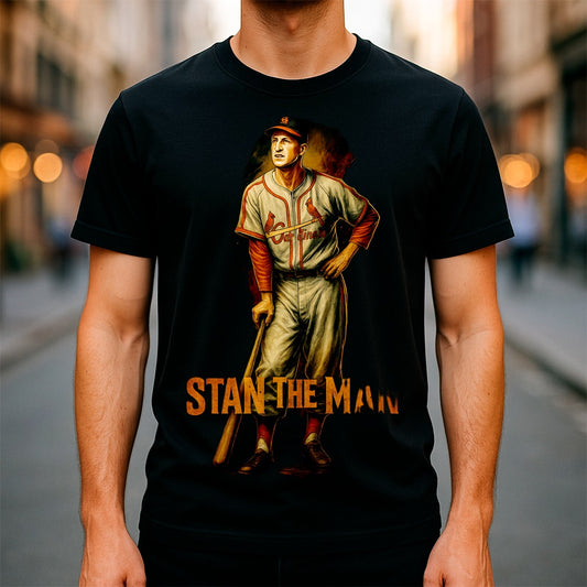Halftone Lab - MLB Legends St Louis Cardinals Stan Musial 01 - Black Tee