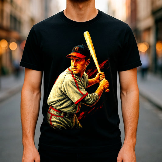 Halftone Lab - MLB Legends St Louis Cardinals Stan Musial 04 - Black Tee