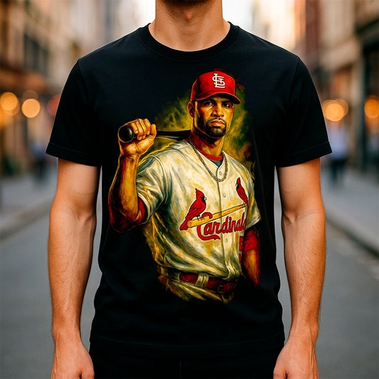 Halftone Lab - MLB Legends St Louis Cardinals Albert Poujols 02 - Black Tee