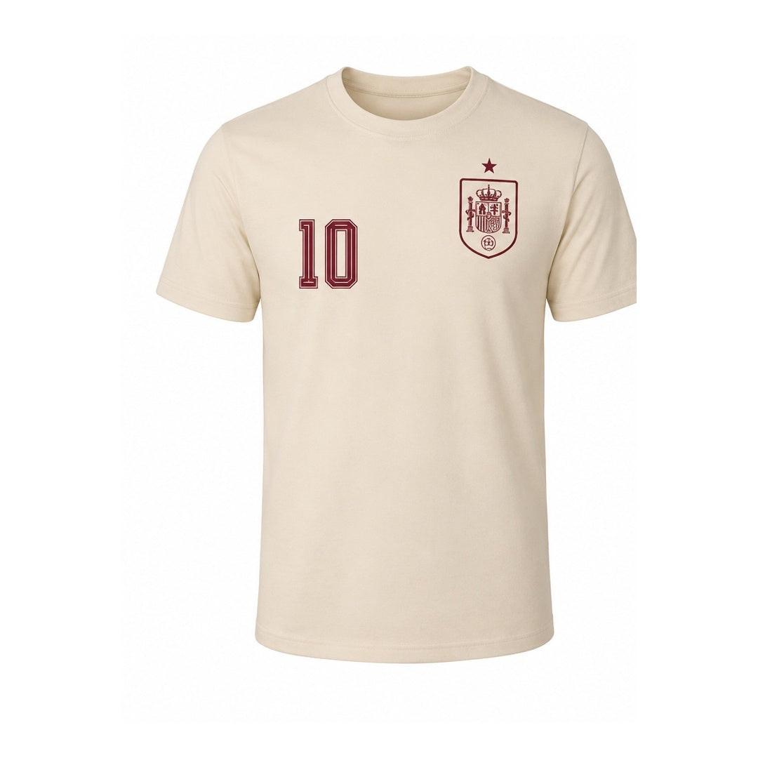 España Dani Olmo # 10 World Cup T-Shirt - Cream