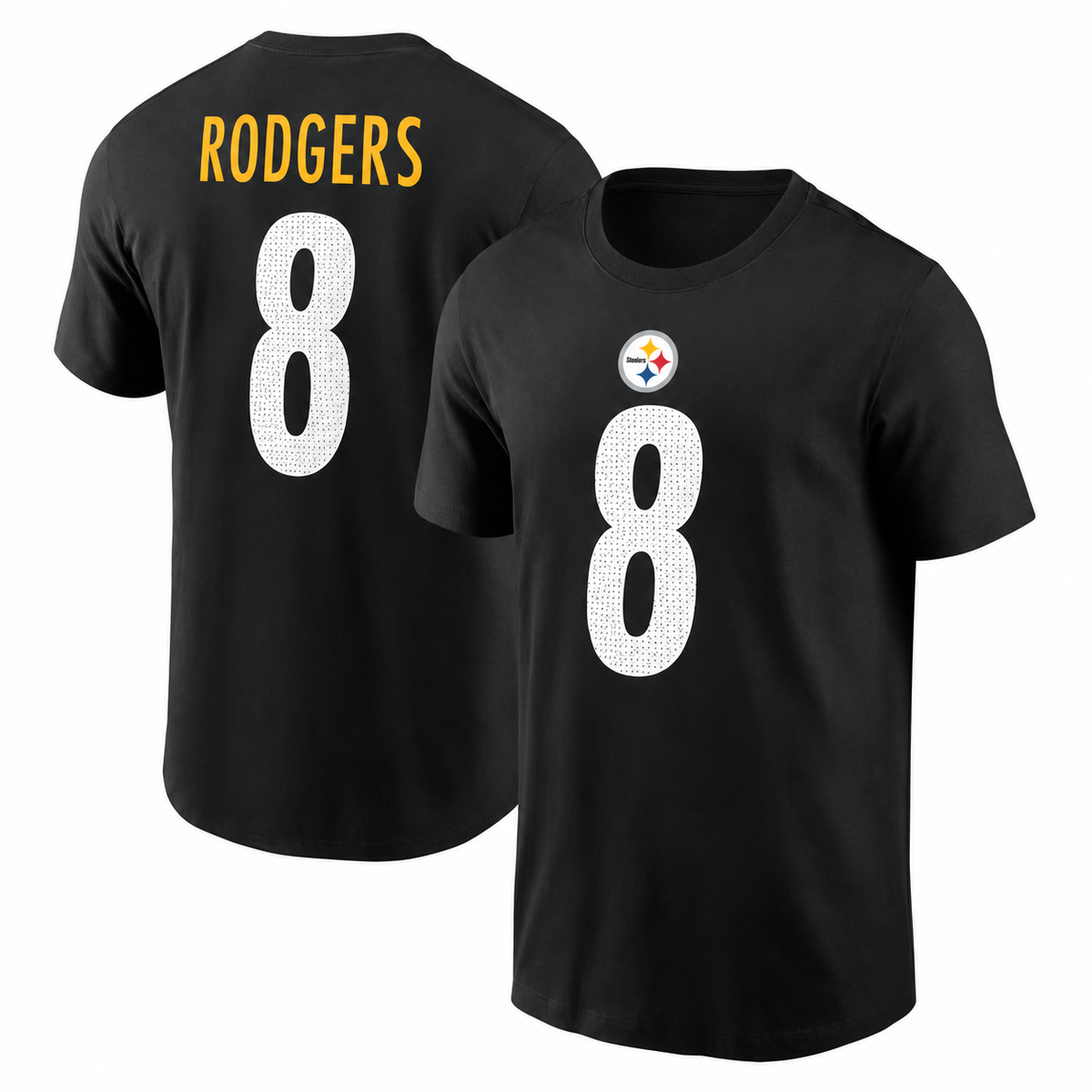Aaron Rodgers Pittsburgh Steelers Player Name & Number T-Shirt - Black