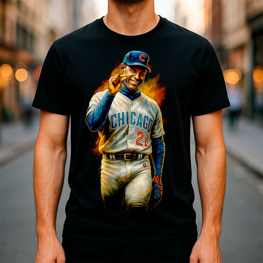 Halftone Lab - MLB Legends Chicago Cubs Sammy Sosa 01 - Black Tee